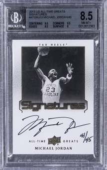 2013 UD All-Time Greats Signatures #ATG-MJ13 Michael Jordan Signed Card (#41/45) - BGS NM-MT+ 8.5/BGS 10